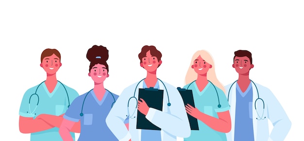 Set of doctors in flat design