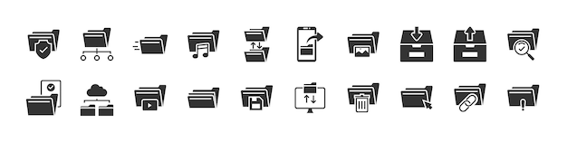 Vector set of document icons folders files