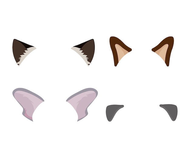 Vector set of dog and cat ears