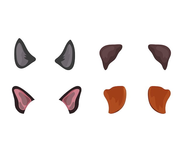 Vector set of dog and cat ears