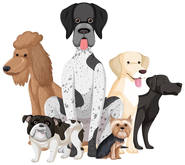 Vector set of dog dog breeds cartoon