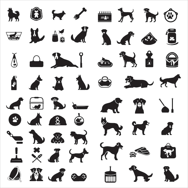 Vector set of dog icons illustration vector