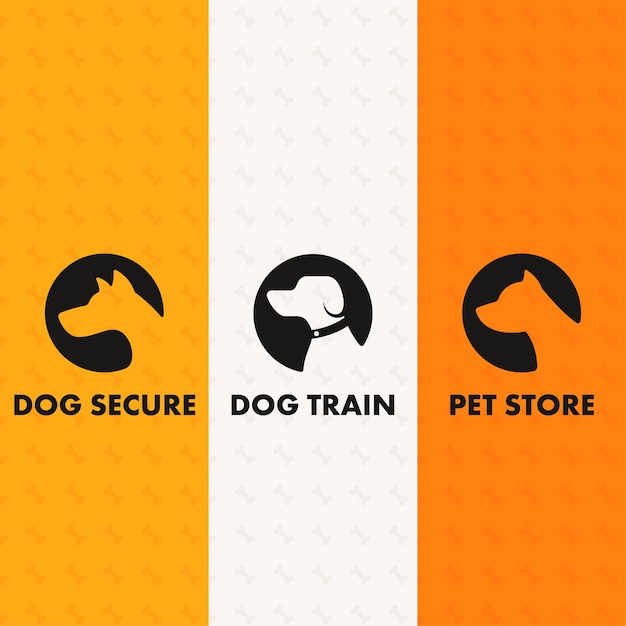 Set di modello di concetto di logo del cane