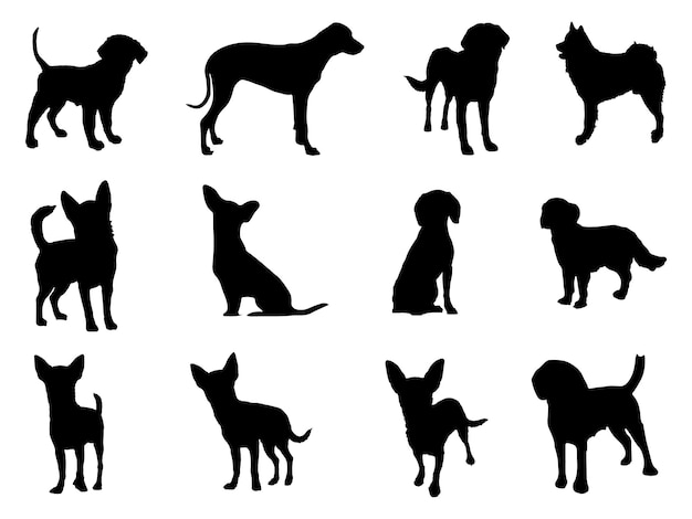 Vector the set of dog silhouettes - animals silhouette