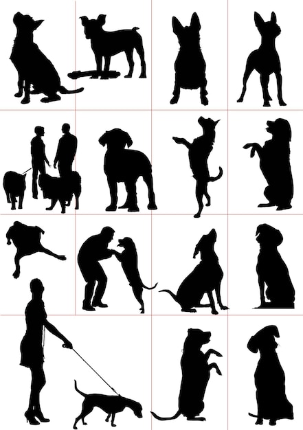 Set of dogs silhouette Vector illustration