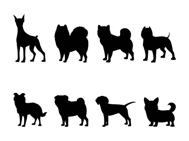 Vector set of dogs silhouette