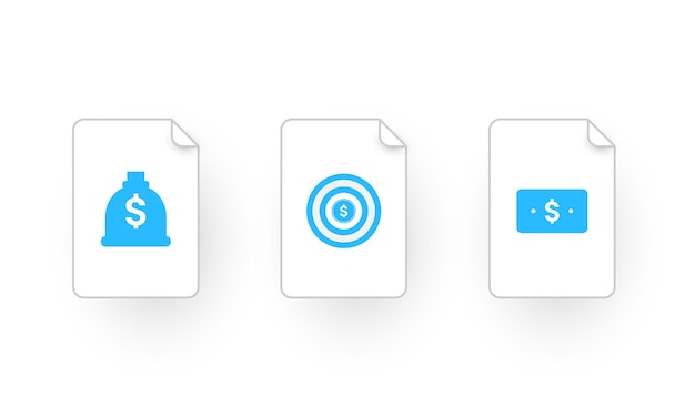 Set of dollar, target, dollar sack, Modern icons for internet marketing, Business and finance