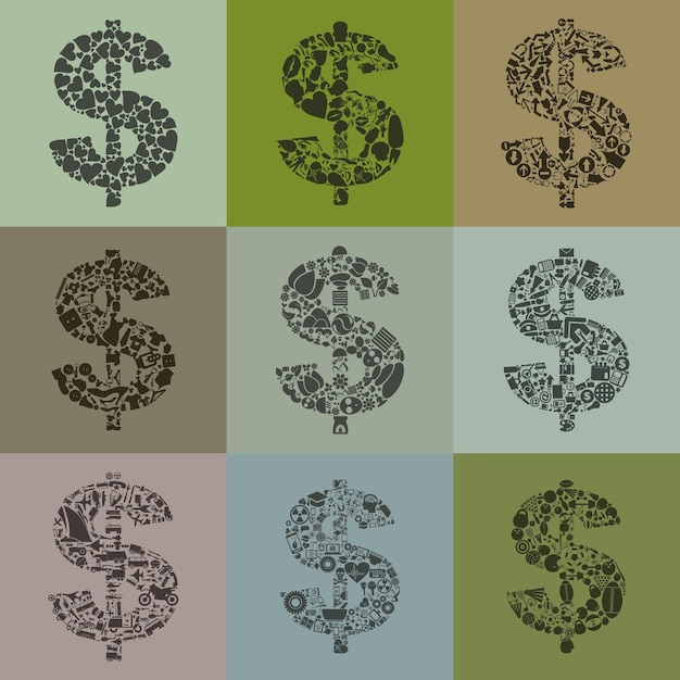 Vector set of dollars2