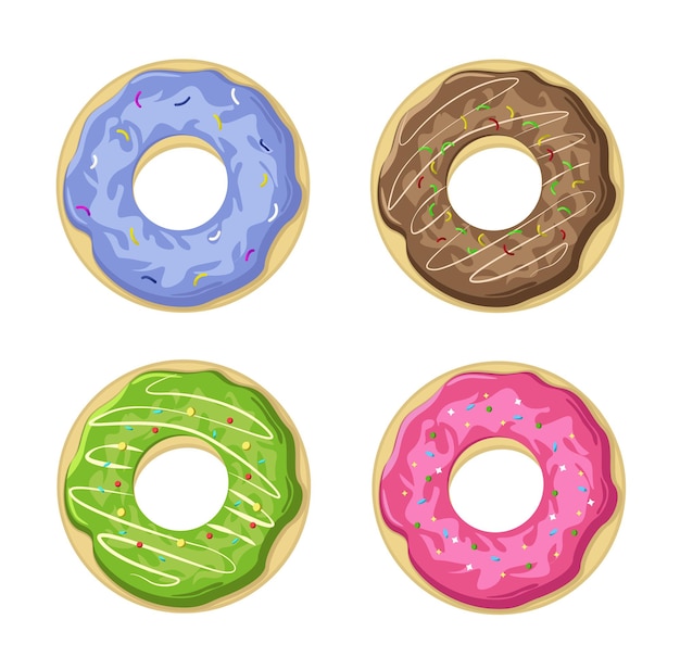 A set of donuts with a bright glaze and sprinkles