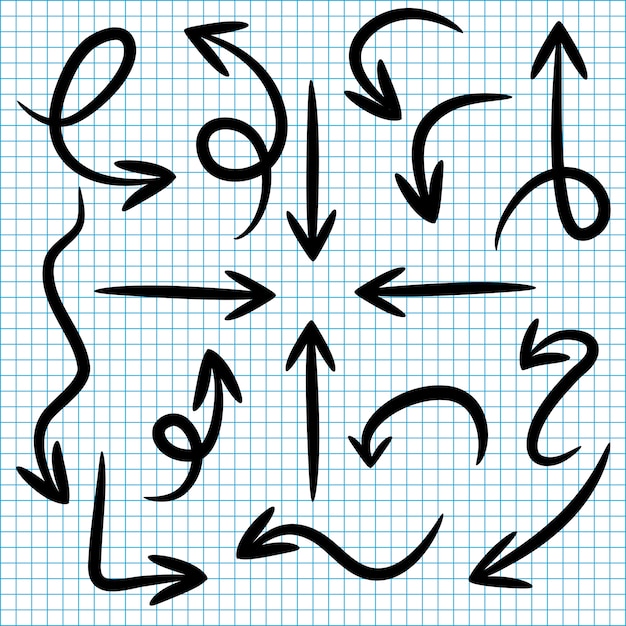 set doodle arrows on paper