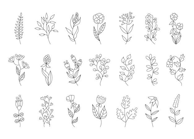 Vector set doodle bloemen illustratie