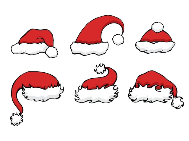 Set doodle Christmas hats for your creativity