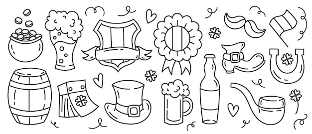 A set of doodle elements of St Patrick's Day