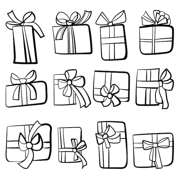 Set doodle geschenkdozen met strikken feestartikelen overzicht