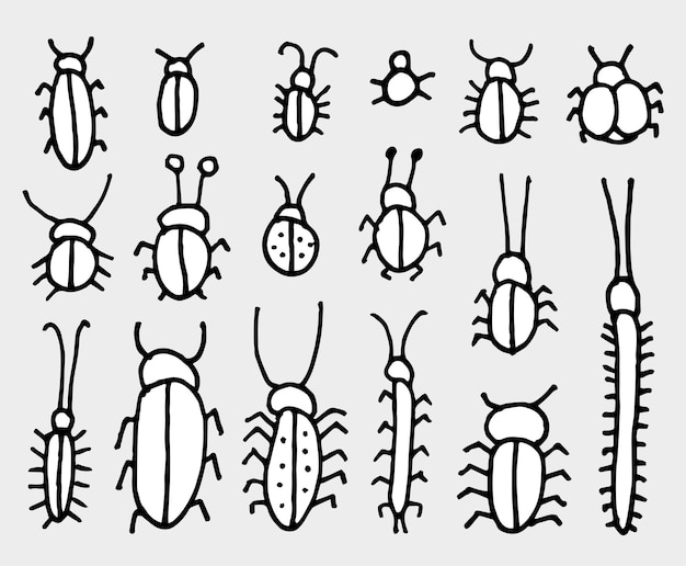 Vector set doodle insecten