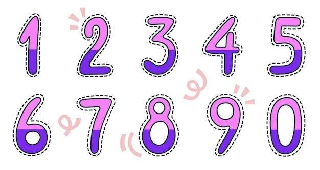 落書き数字のセット コレクション 1、2、3、4、5、6、7、8、9、0