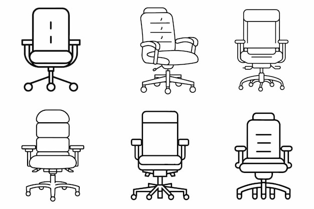 Set Of Doodle Office Chair Outline Vector Illustration On White Background