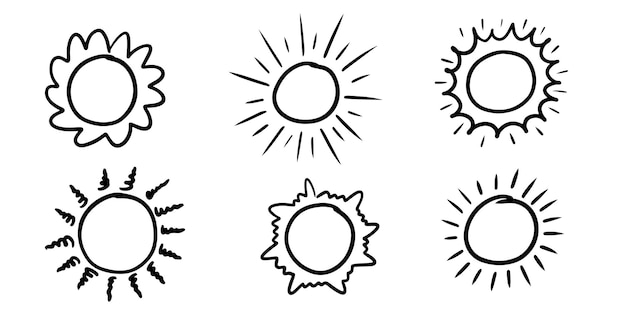 Set of doodle sun.design elements. vector illustration.