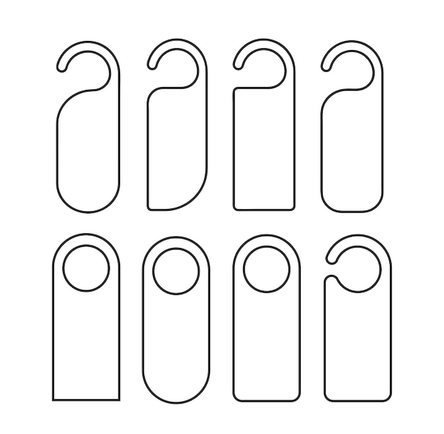 Set of door hanger template outline vector illustration