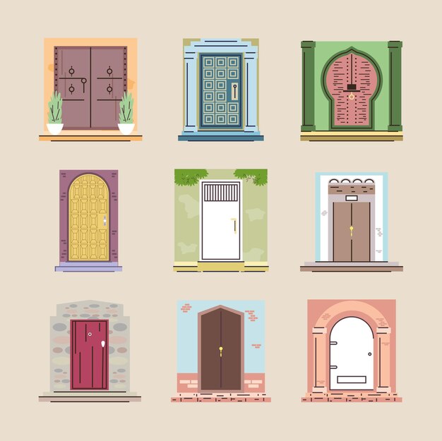 Vector set of doors