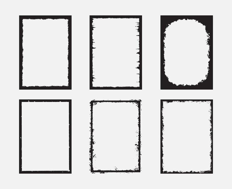 Vector set of dotted abstract frame distressed overlay texture