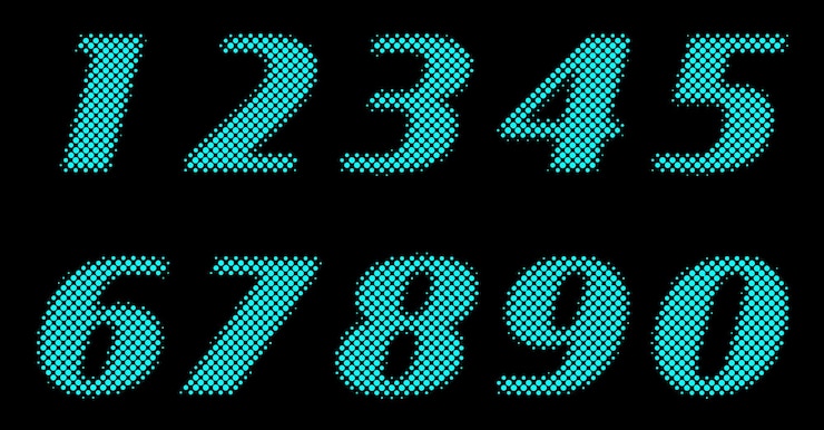 Vector set of dotted numbers