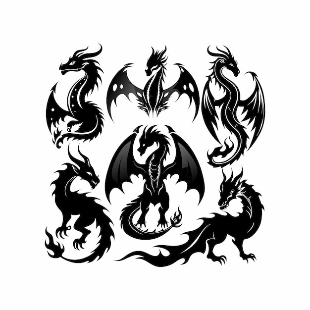 Vector set of dragon design