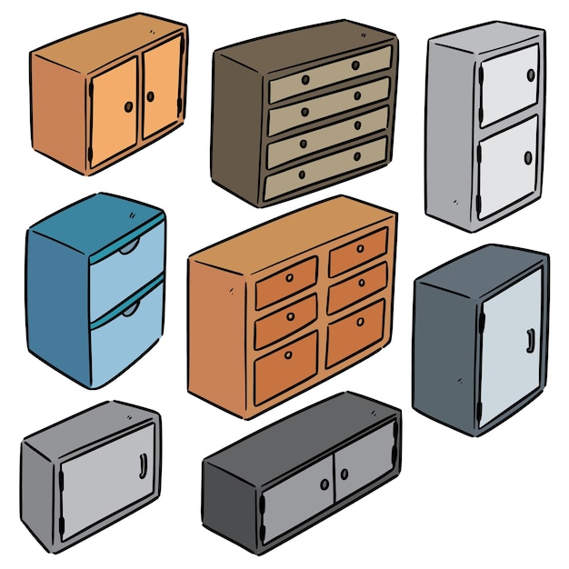 Vector set of drawer