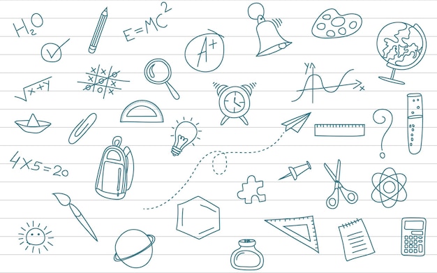 A set of drawings on a sheet of lined paper school wallpaper