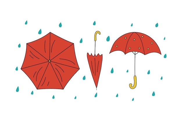 Set of drawings of umbrellas3