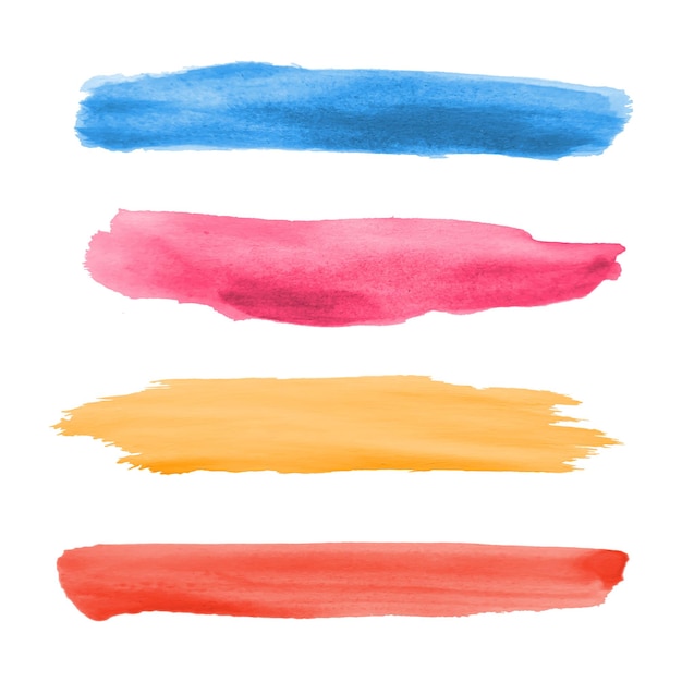 A set of drawn brushes strokes blots watercolor technique