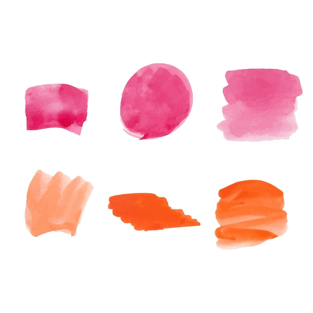 Set of drawn brushes strokes stains watercolor technique