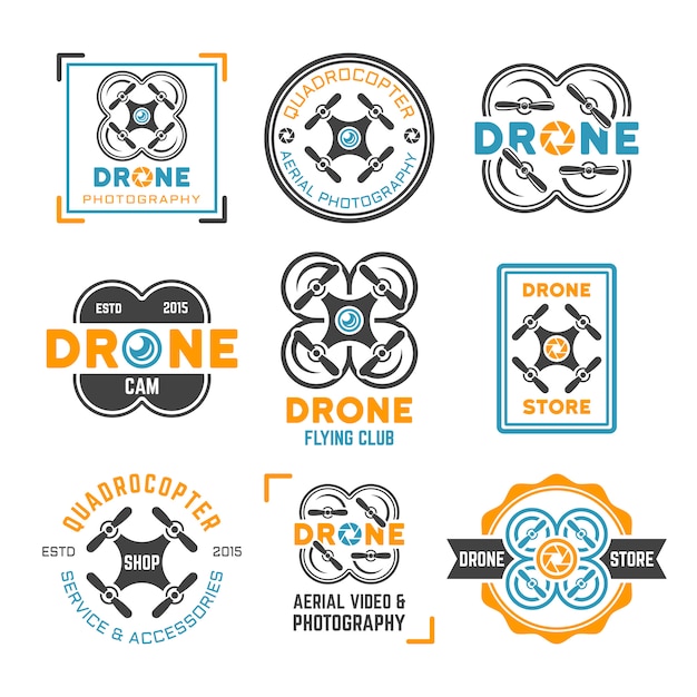 Set of drone logo template