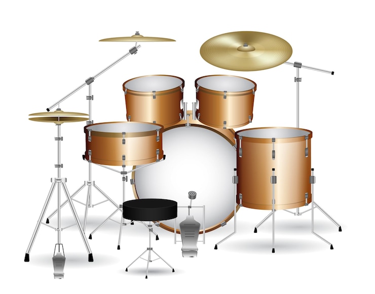 Vector set of drum kit isolated on white