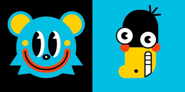 Vector set of duck and bear