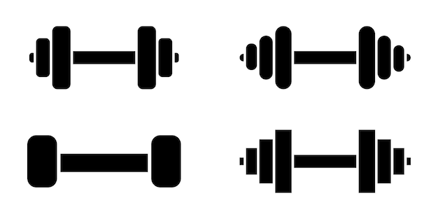 Set of dumbbell vector icons. exercise for muscle. fitness equipment. symbol strong.