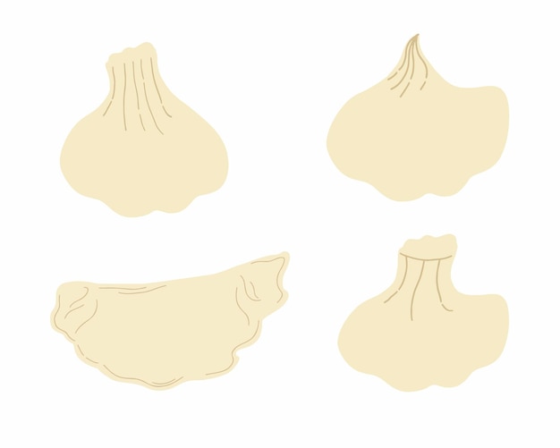 A set of dumplings Vector illustration of Asian cuisine