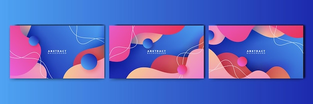 디자인 배경에 대 한 다채로운 동적 추상 그라데이션 블루 세트