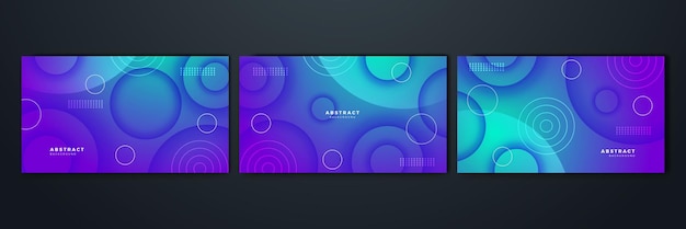 Set of dynamic gradient with colorful shape abstract design background
