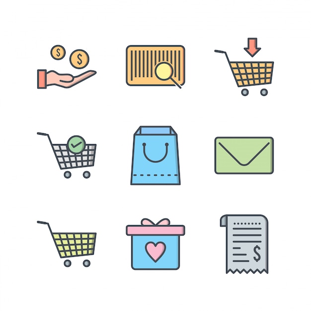 Set of e-commerce icons isolated on white