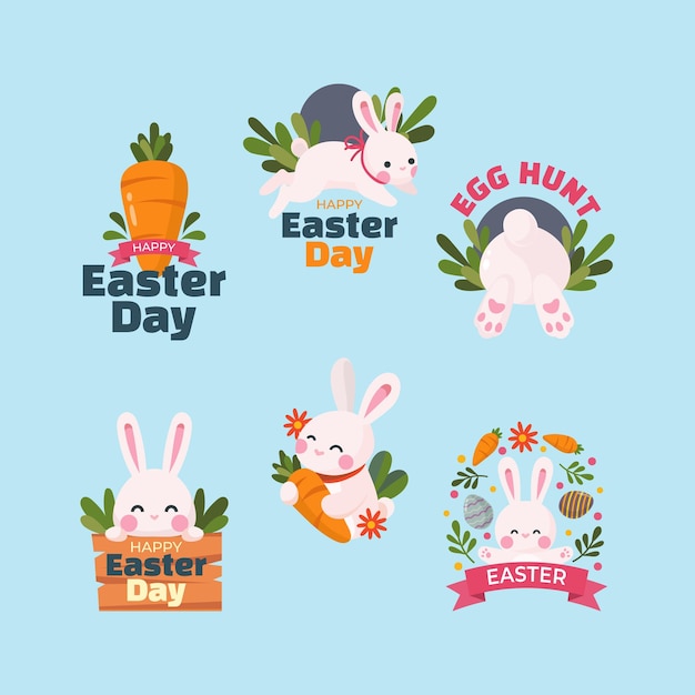 Vector set of easter bunny sticker