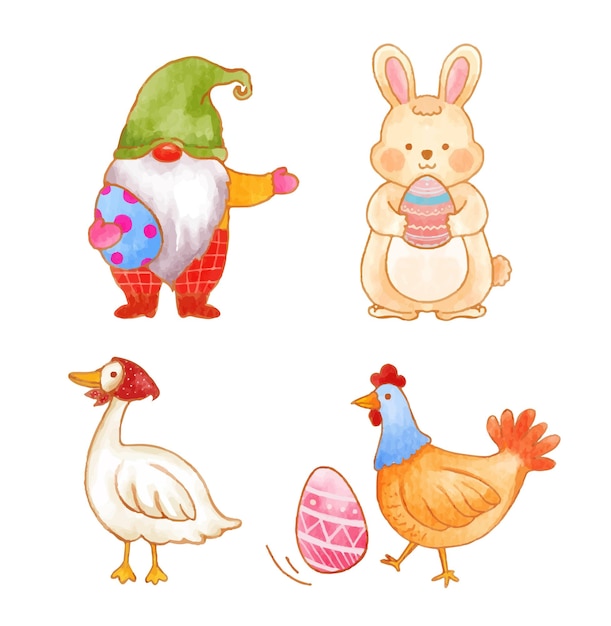 Set of Easter characters vector illustration