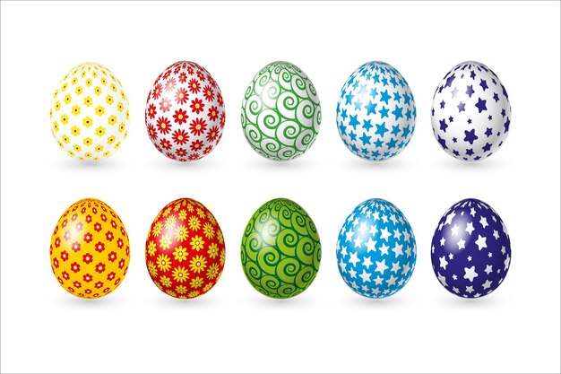 Vettore impostare le uova di pasqua di colore su sfondo bianco