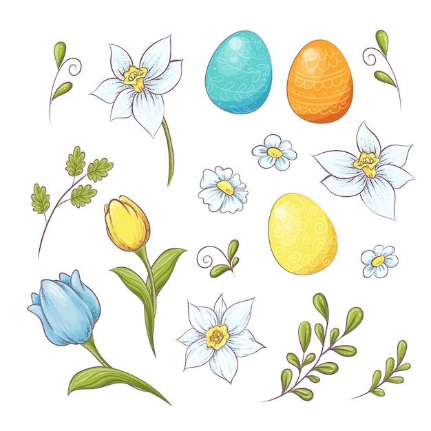 Set of Easter design elements.