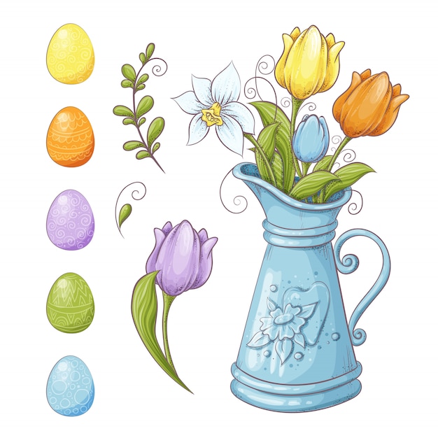 Set of easter design elements.