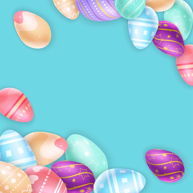 Set of Easter eggs background with ornaments