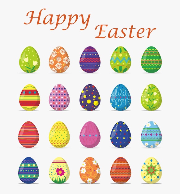 Vector set of easter eggs collection colorful icon vector illustration eps10