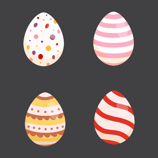 Impostare la raccolta di uova di pasqua di illustrazione vettoriale in stile cartone animato isolato