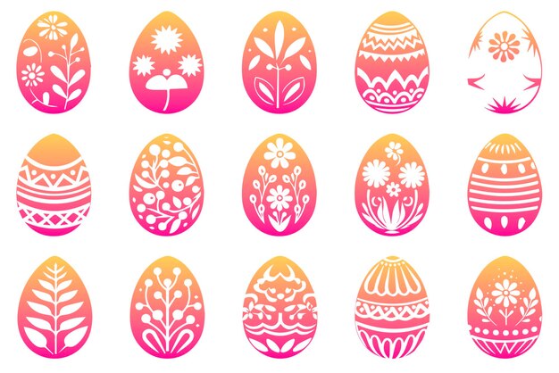 Vector a set of easter eggs and dyed eggs for easter