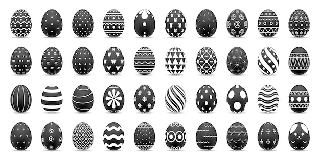 Set di uova di pasqua. concetto felice di pasqua, uova di pasqua realistiche, illustrazione.
